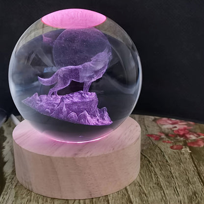WolfLamp – 3D Wolf Sneeuwbol LED Nachtlamp