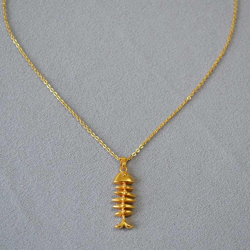 GoldenWeave Necklace - Elegante Visgraat Ketting