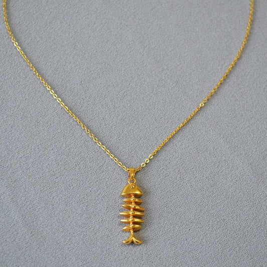 GoldenWeave Necklace - Elegante Visgraat Ketting