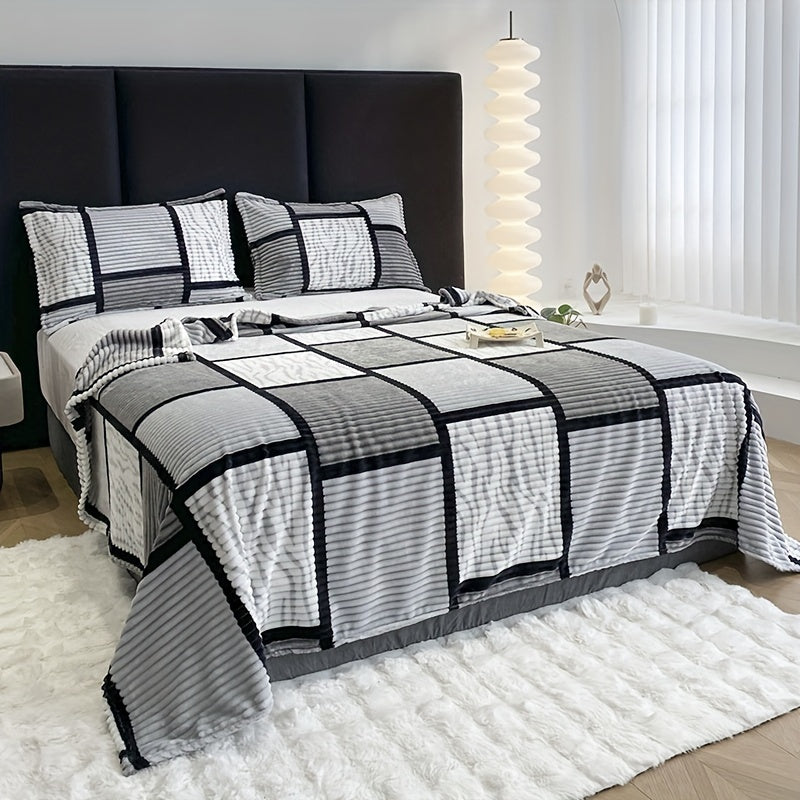Luxe Pluche Deken met Trendy Streepprint – Ultiem Comfort