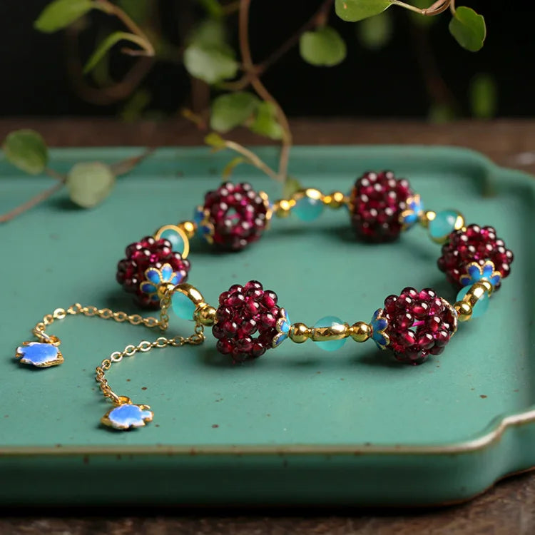 Selina's Natural Garnet Bracelet - A Touch of Elegance