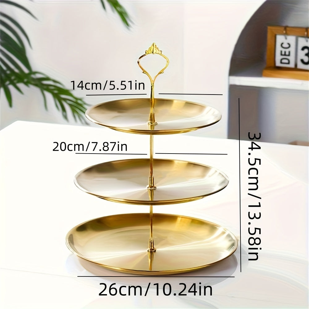 SteelTower - Elegante Drievoudige Serveerschaal voor Feestjes
