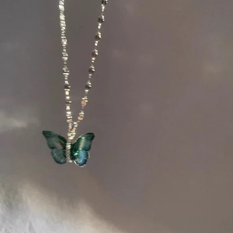 Elegant Elina Blue Butterfly Necklace