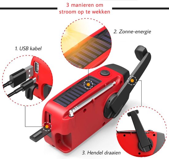 RescueReady - Compacte Noodradio met USB-oplading