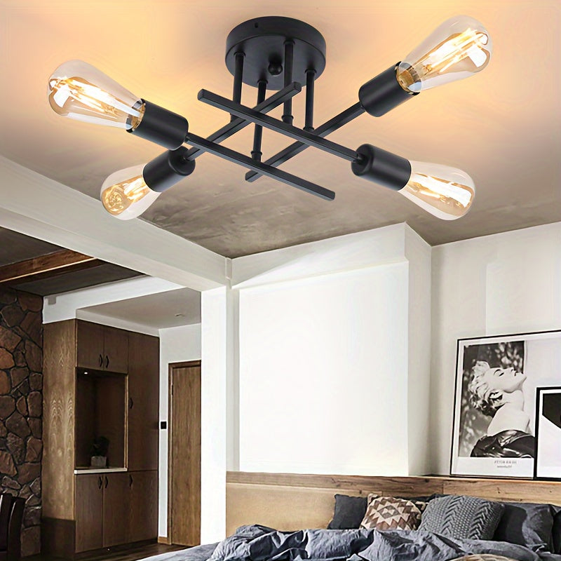 SatelliteLight – Moderne Industriële Plafondlamp in Zwart Ijzer