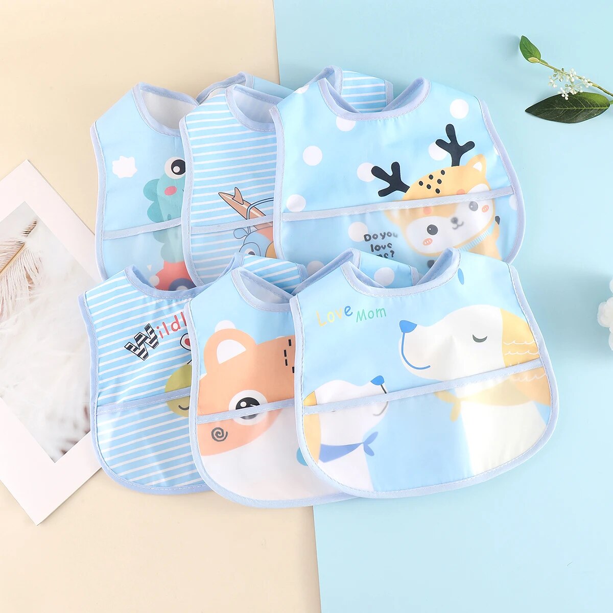 AquaGuard - Set van 5 Verstelbare Baby Slabbetjes