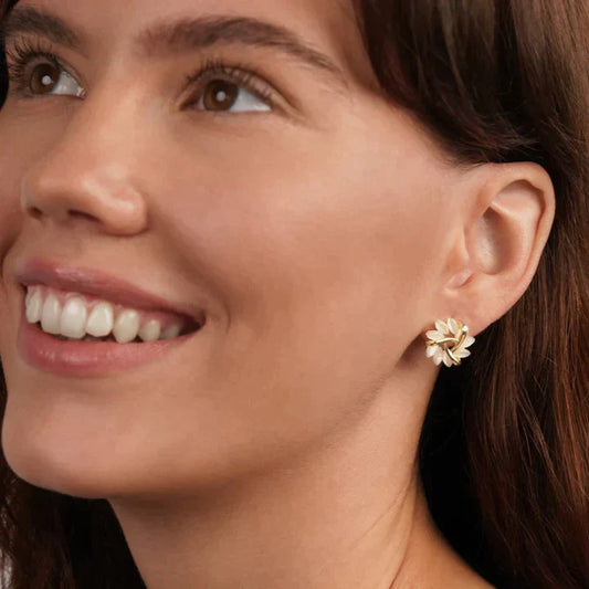 Chic Opal Floral Stud Earrings