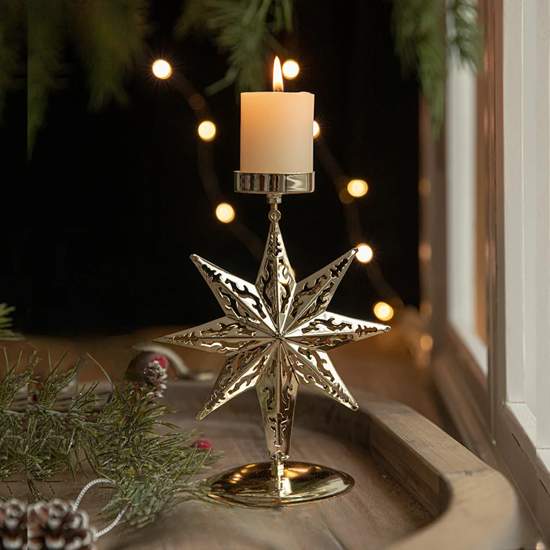 StarGlow Candle Holder - Elegante Gouden Decoratie voor Feestdagen