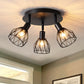 RusticGlow Lamp - Landelijke Zwarte Plafondlamp met Draaibare Kappen