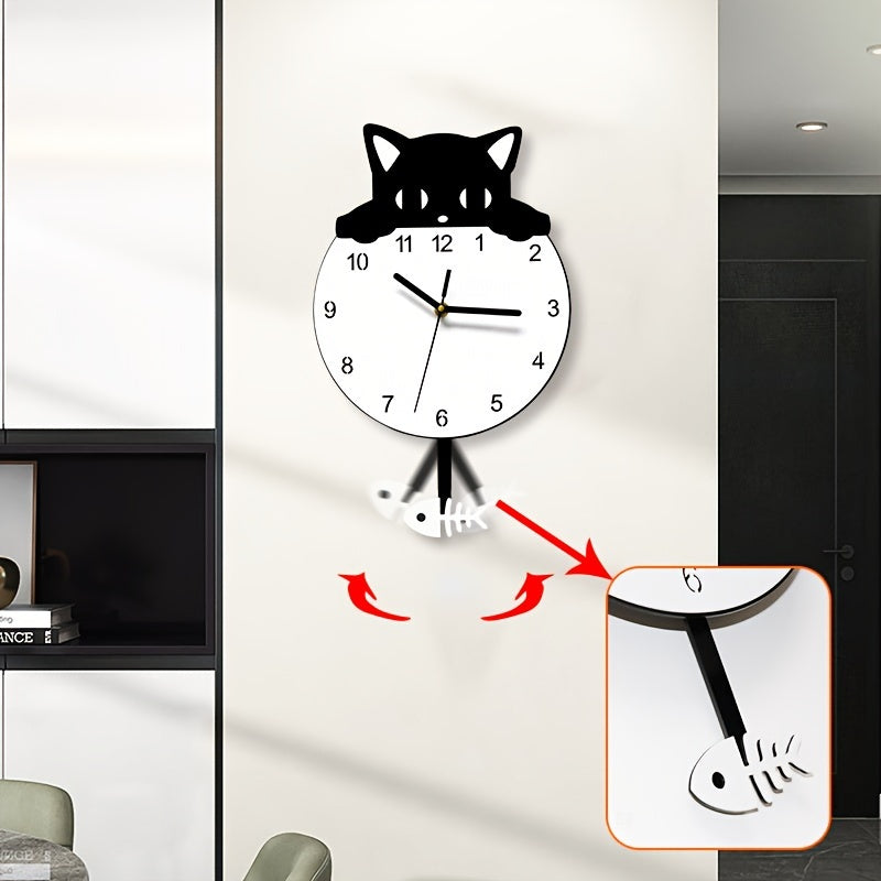 SwingCat Clock - Moderne Kat Wandklok in Cartoonstijl