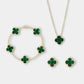 Golden Clover Jewelry Set – Ketting, Armband & Oorbellen