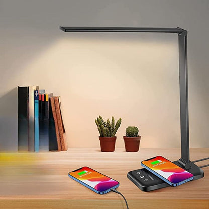 LED Bureaulamp - Tafellamp met USB Oplaadpoort, 5 Lichtstanden en Helderheidsniveaus