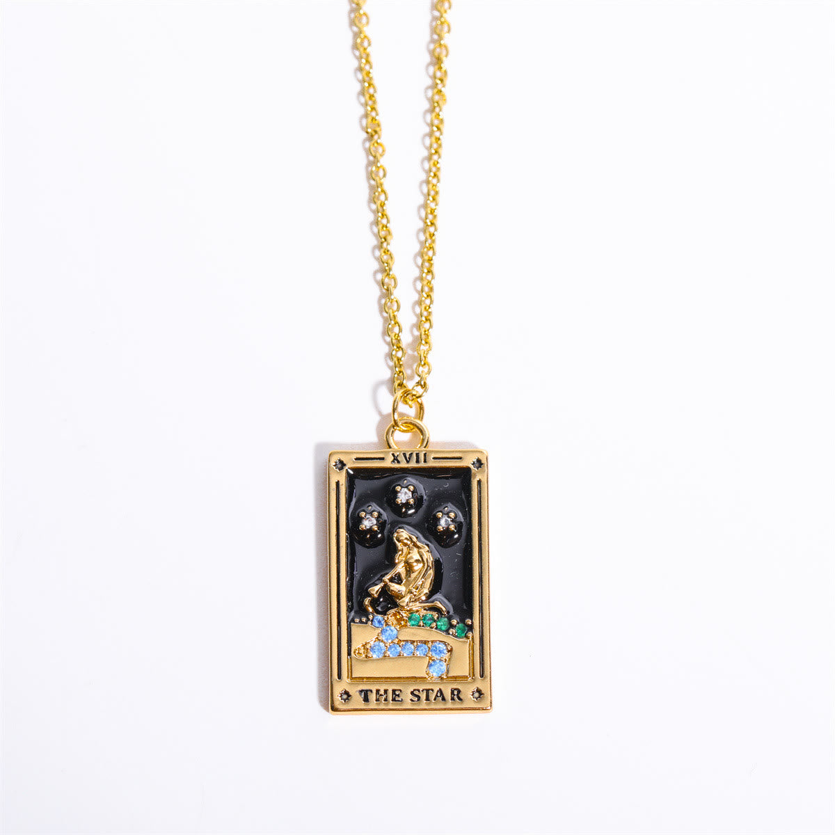 Elegante Amara Tarot Druppel Hanger Ketting met Zirkonia Vergulding