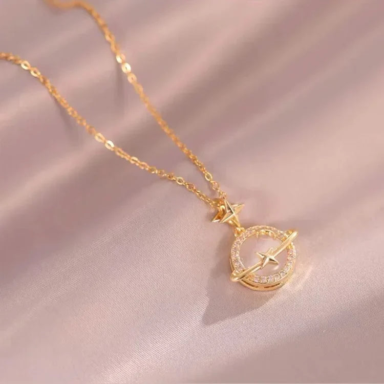 Striking Celestia Gold Planet Necklace