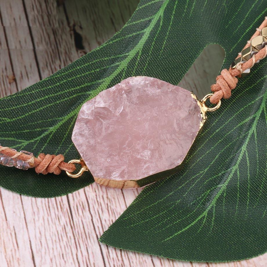 Amoria Bracelet – Elegante Gouden Rozenkwarts Armcandy