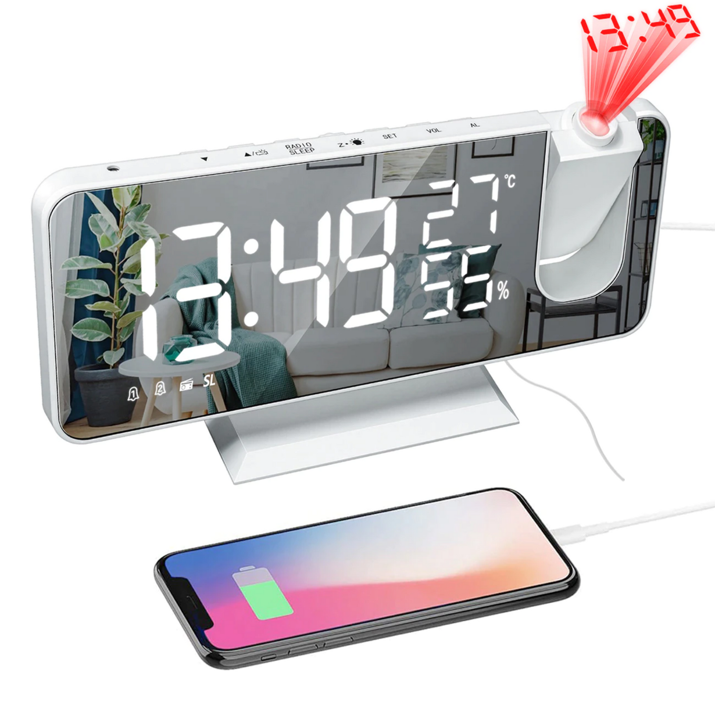 Astronatic™ Alarmklok - LED Scherm met 180° Projector