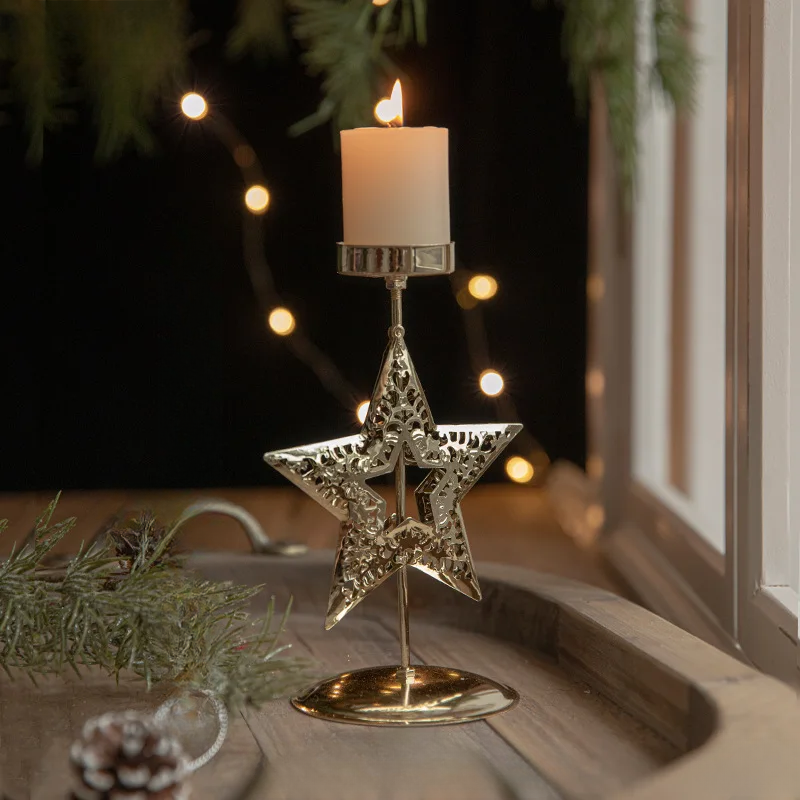 StarGlow Candle Holder - Elegante Gouden Decoratie voor Feestdagen