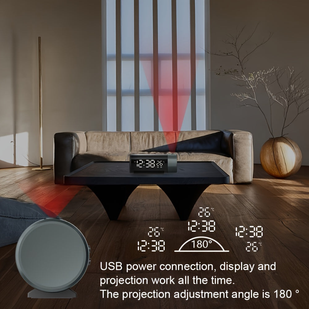 ProjectElite Clock - Zwarte Moderne Weerstandwekkende Projectieklok