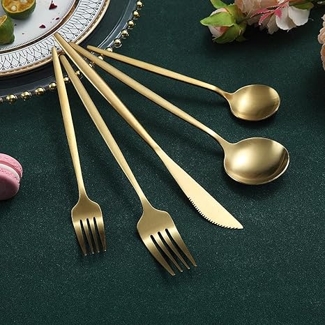 Minimalistisch Luxe Bestekset – 20-delig, Titanium & Roestvrij Staal
