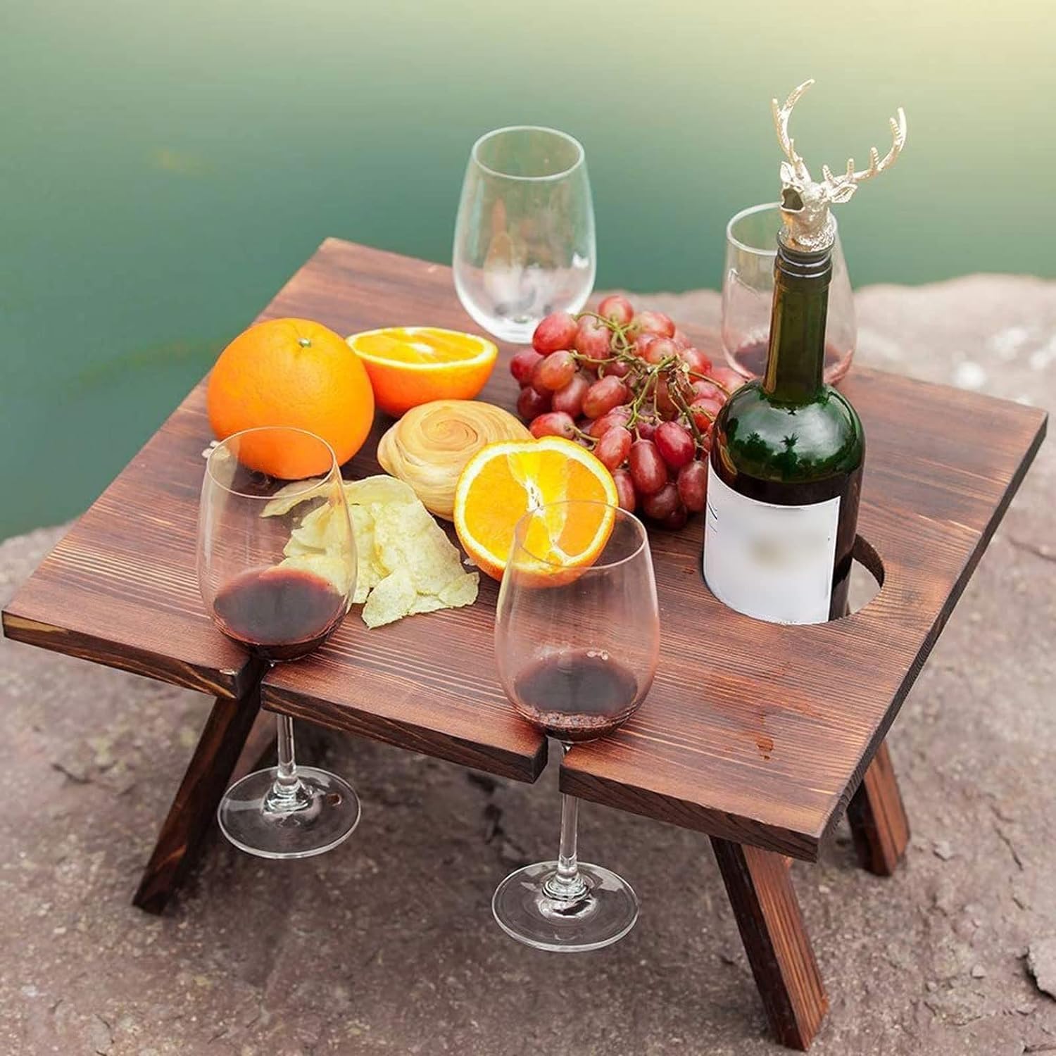 WoodenWine RackTable - Stijlvolle Draagbare Wijnopslag