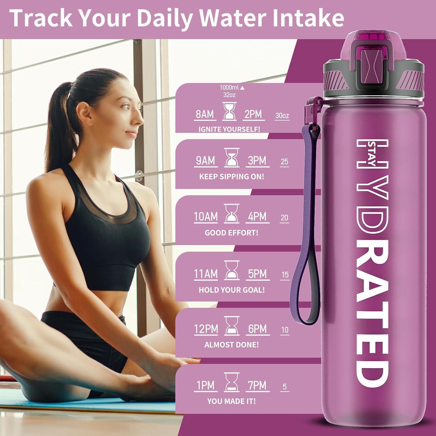 HydraFlow – Motiverende Sportfles met Rietje