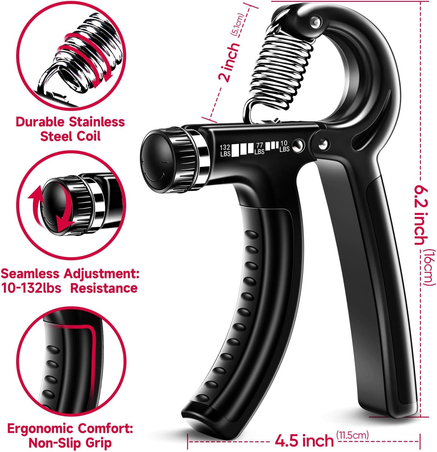 GripMaster - Verstelbare Handversterker Set (5 stuks)