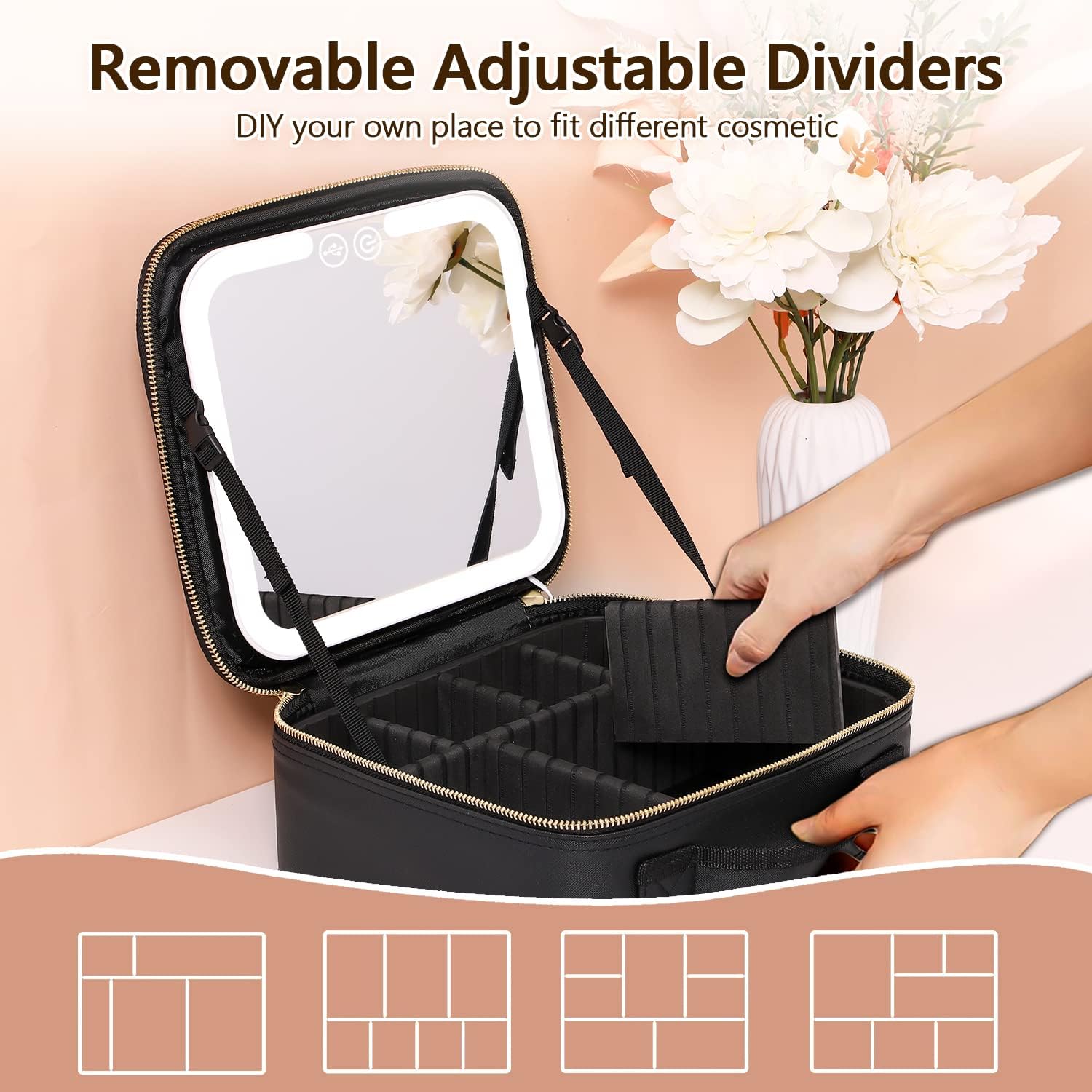 TravelGlow - Luxe Make-up Organizer met Verlichte Spiegel