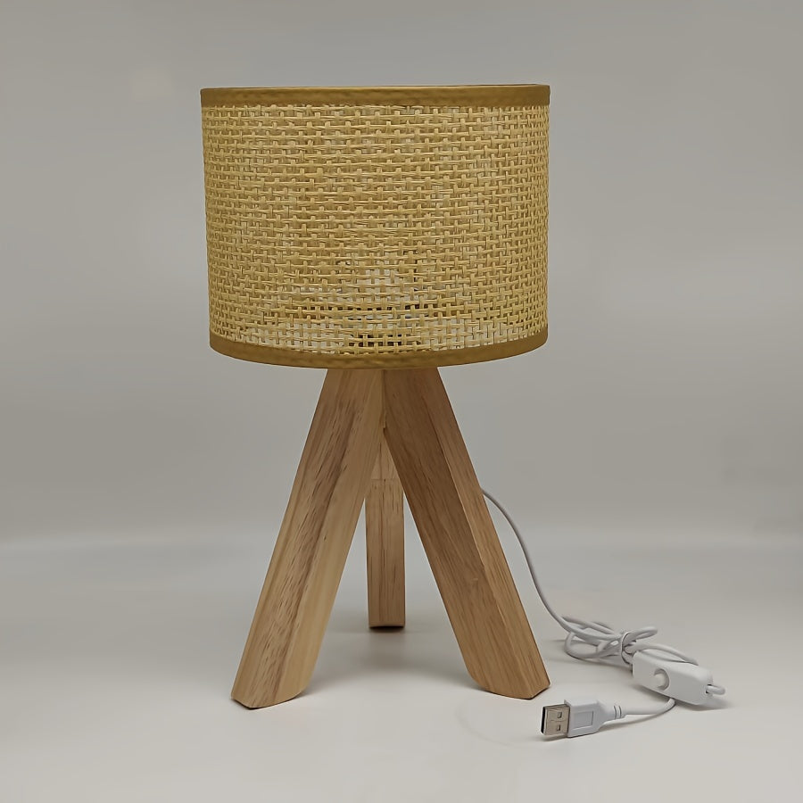 DecoGlow Lamp - Houten Tafellamp met USB Oplader