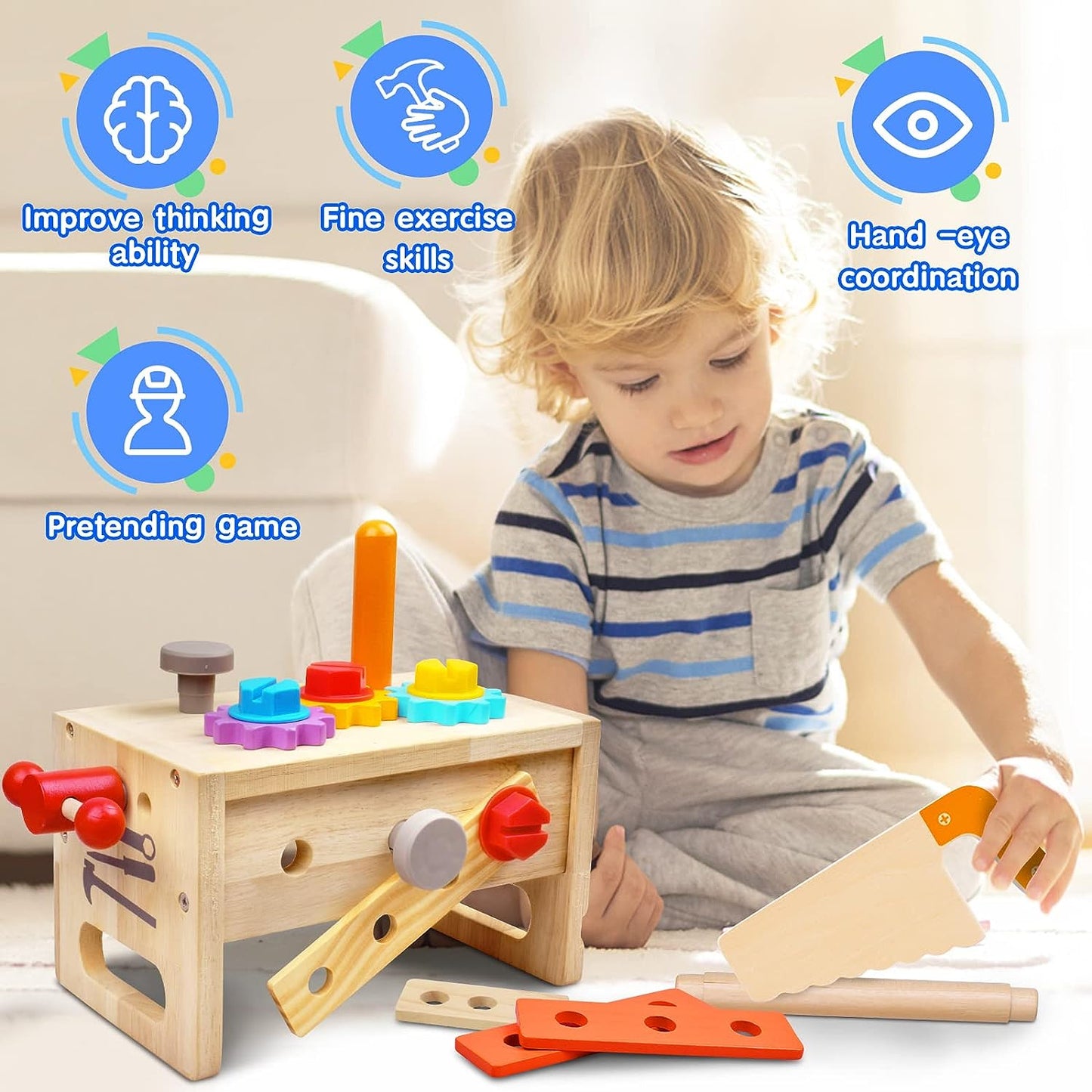 Houten Peuter Gereedschap - Creatief Speelplezier met de Houten Gereedschapskist