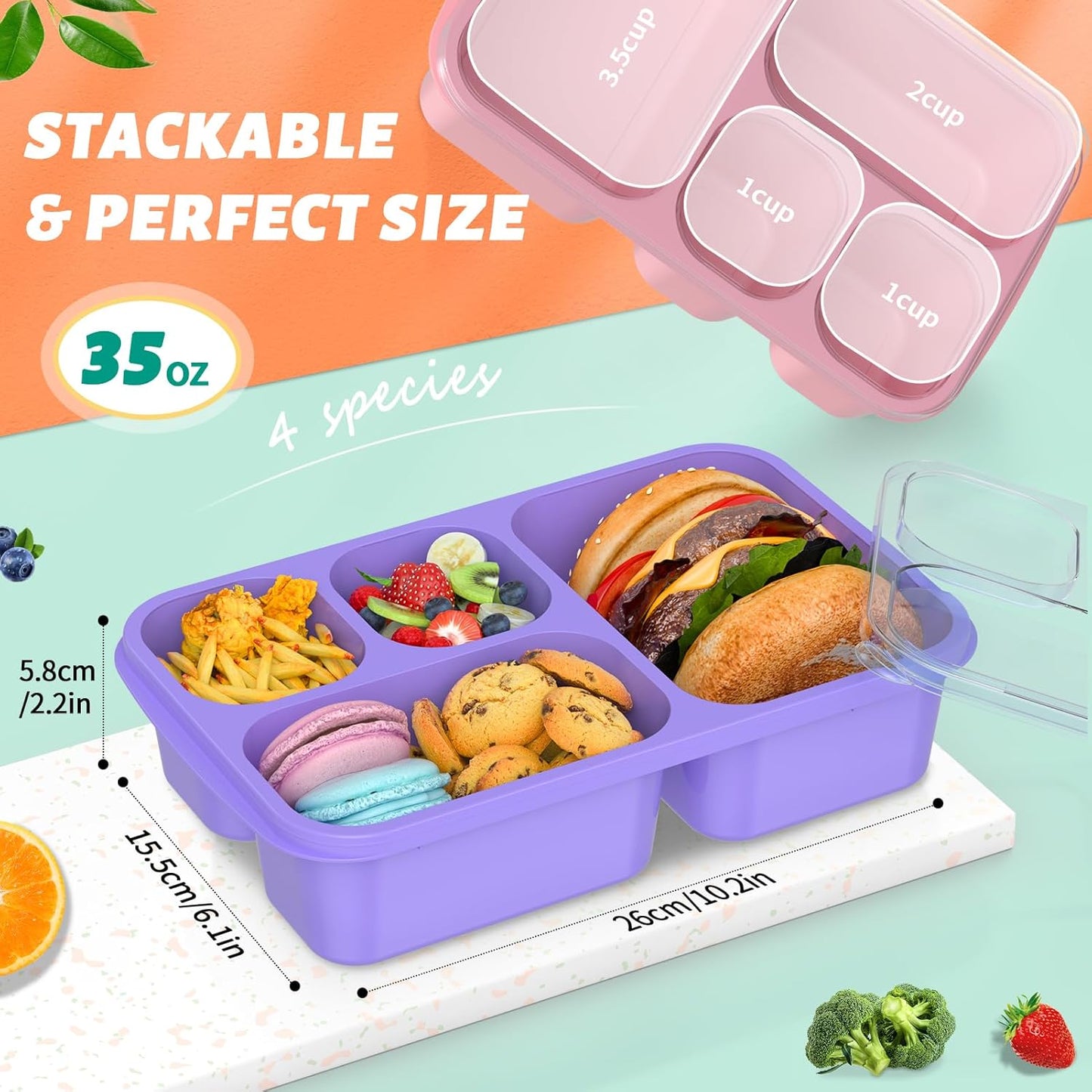 BentoBox - Stijlvolle Maaltijd Containers Set 4-delig