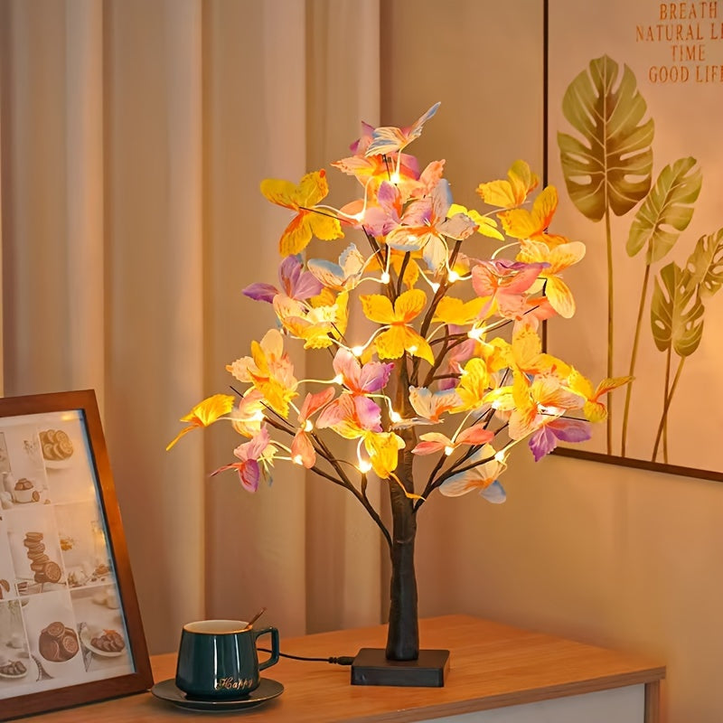 GlowBirch - Stijlvolle LED Lamp met Berken Vlindermotief