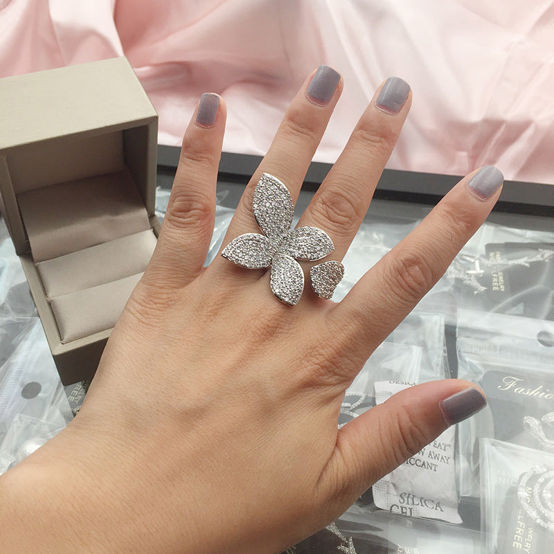 Statement Silver Flower Petal Ring | Bold and Elegant Design