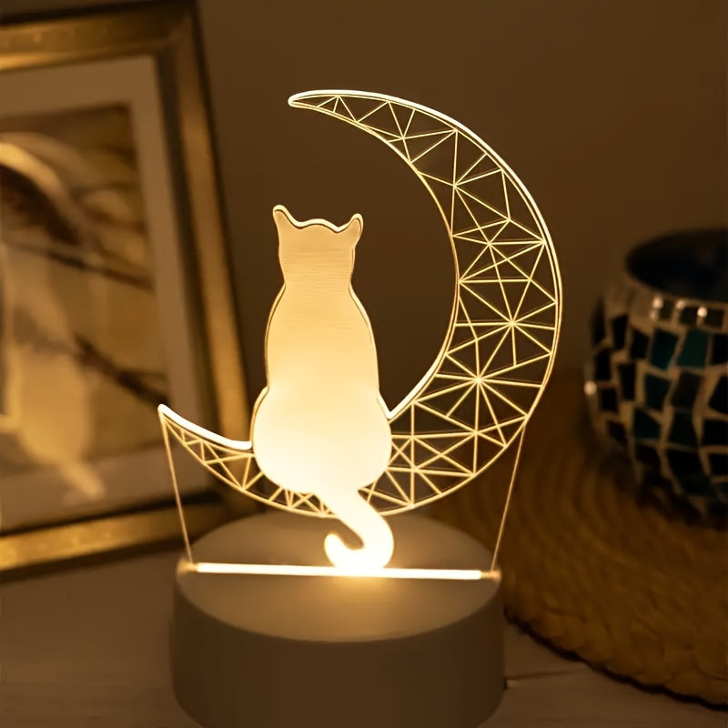 MoonGlow Lamp - 3D Kat Tafelverlichting USB