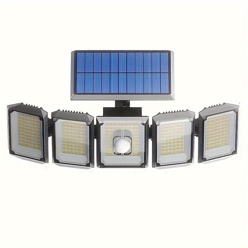 SolarGuard Pro – 5-Arm Zonne-LED Buitenlamp met Sensor