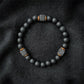 Aurelia Zwart Onyx en Lavasteen Kubus Balance-Armband