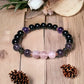 Aurora 8mm Rose Quartz, Obsidian & Amethyst Beaded Bracelet