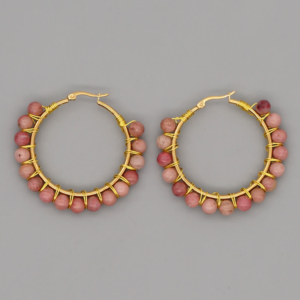 Sanne's Elegant Boho Nature-Inspired Crystal Hoop Earrings