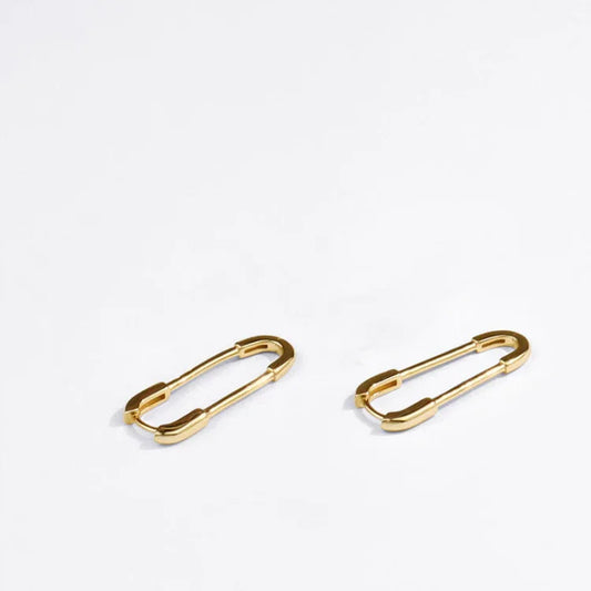 Elegante Gouden en Zilveren Paperclip Oorbellen - Viola Design