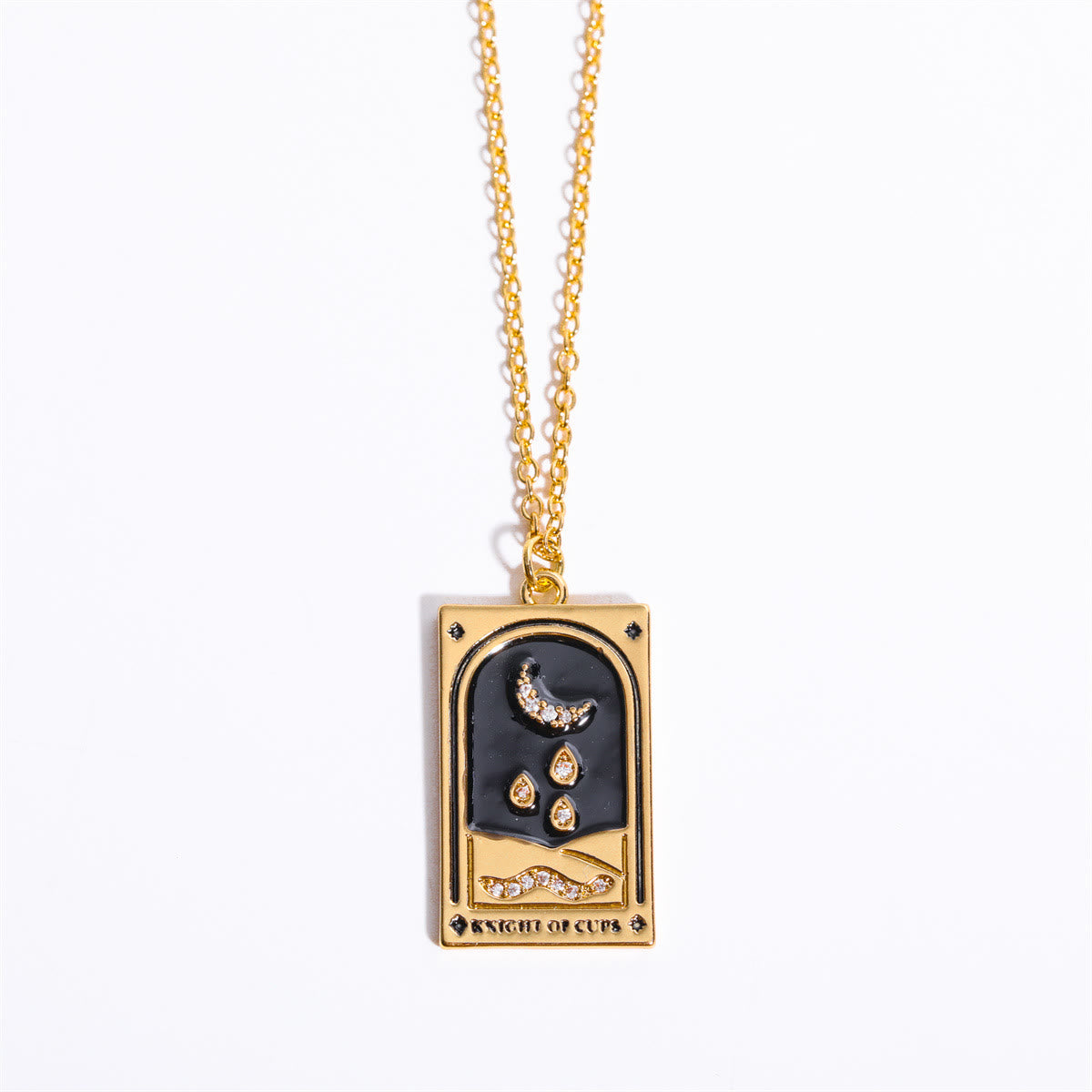 Elegante Amara Tarot Druppel Hanger Ketting met Zirkonia Vergulding