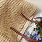 SummerBreeze Tote - Stijlvolle Rieten Tas met Leren Handvatten