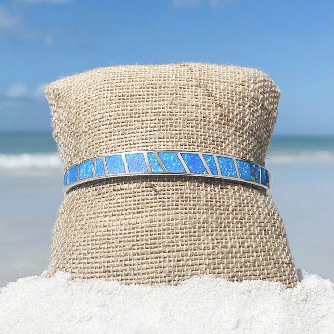 Elegante Blauwe en Zilveren Opaal Armband - Isola Collection