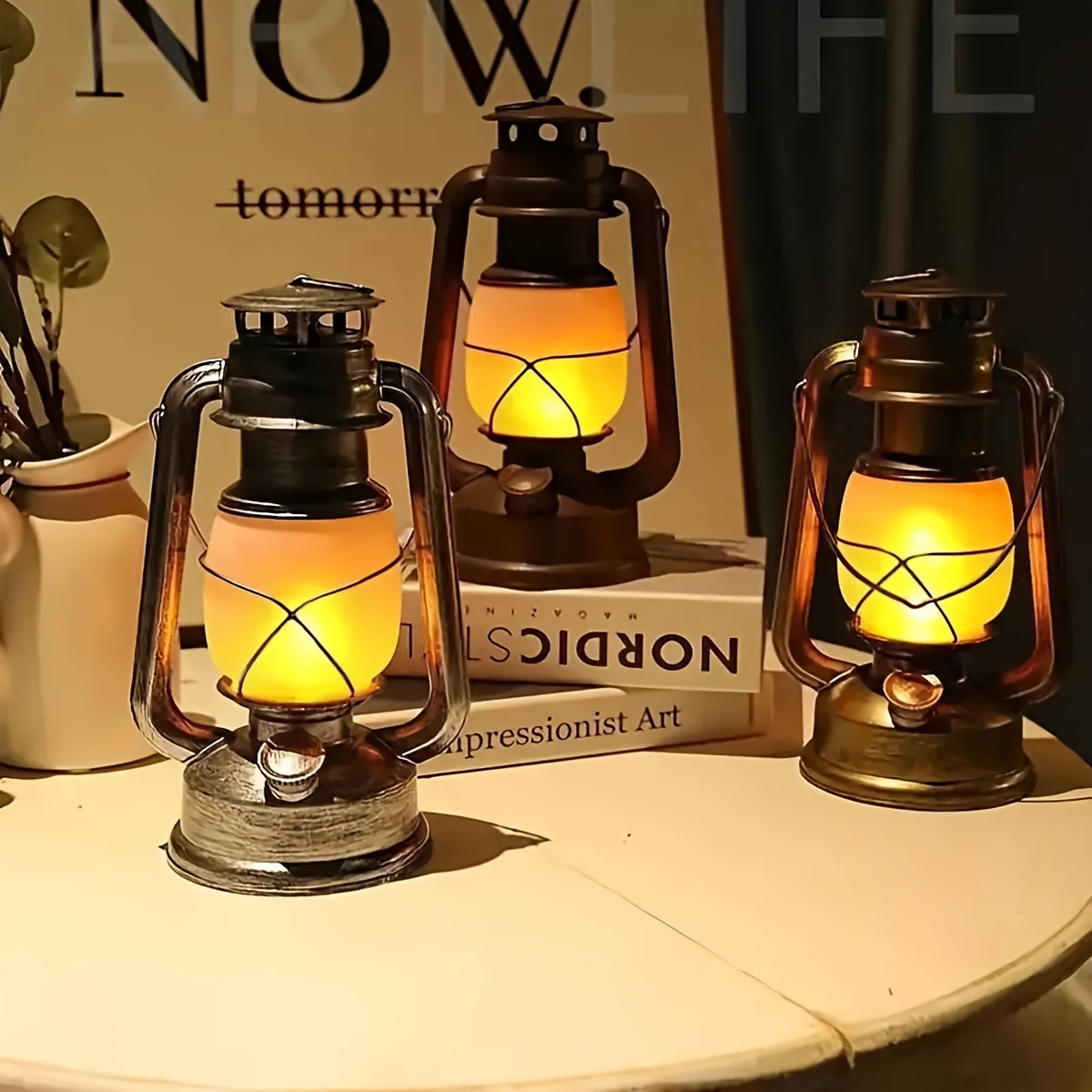 RetroGlow Lantern – Vintage LED Lantaarn met Vlamlichteffect