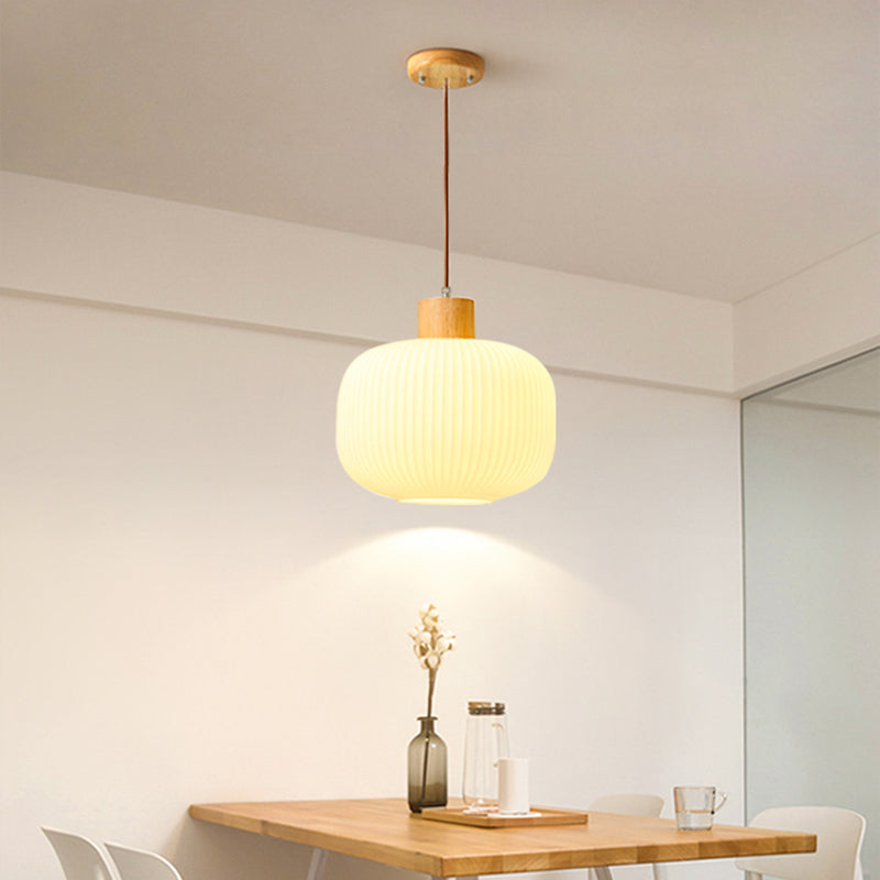 VintageLight - Stijlvolle Houten en Glazen Hanglamp