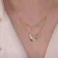 Zeer Elegante Dubbelgelaagde Vlinderketting met Zirkonia en Parelmoer - Elayna
