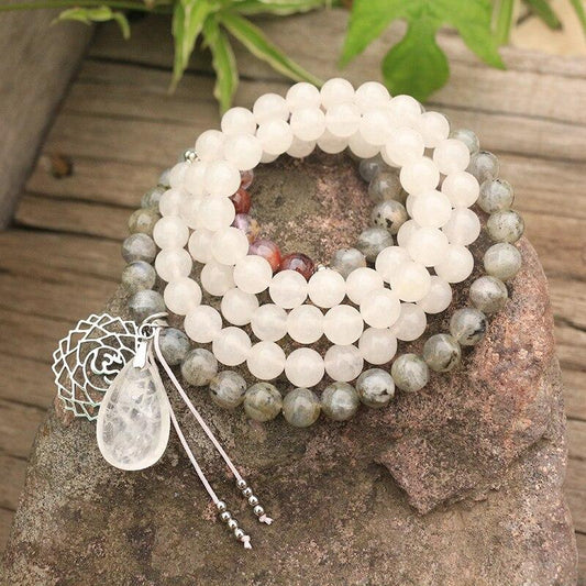 Seraphine Mala – Labradoriet, Jade & Amethist Edelstenen