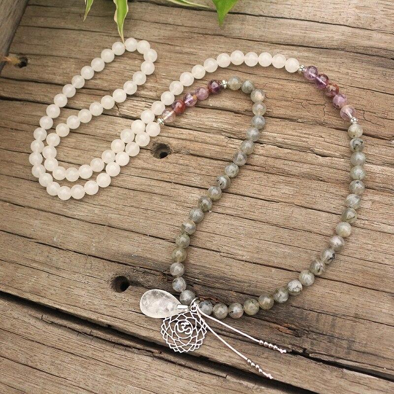Seraphine Mala – Labradoriet, Jade & Amethist Edelstenen