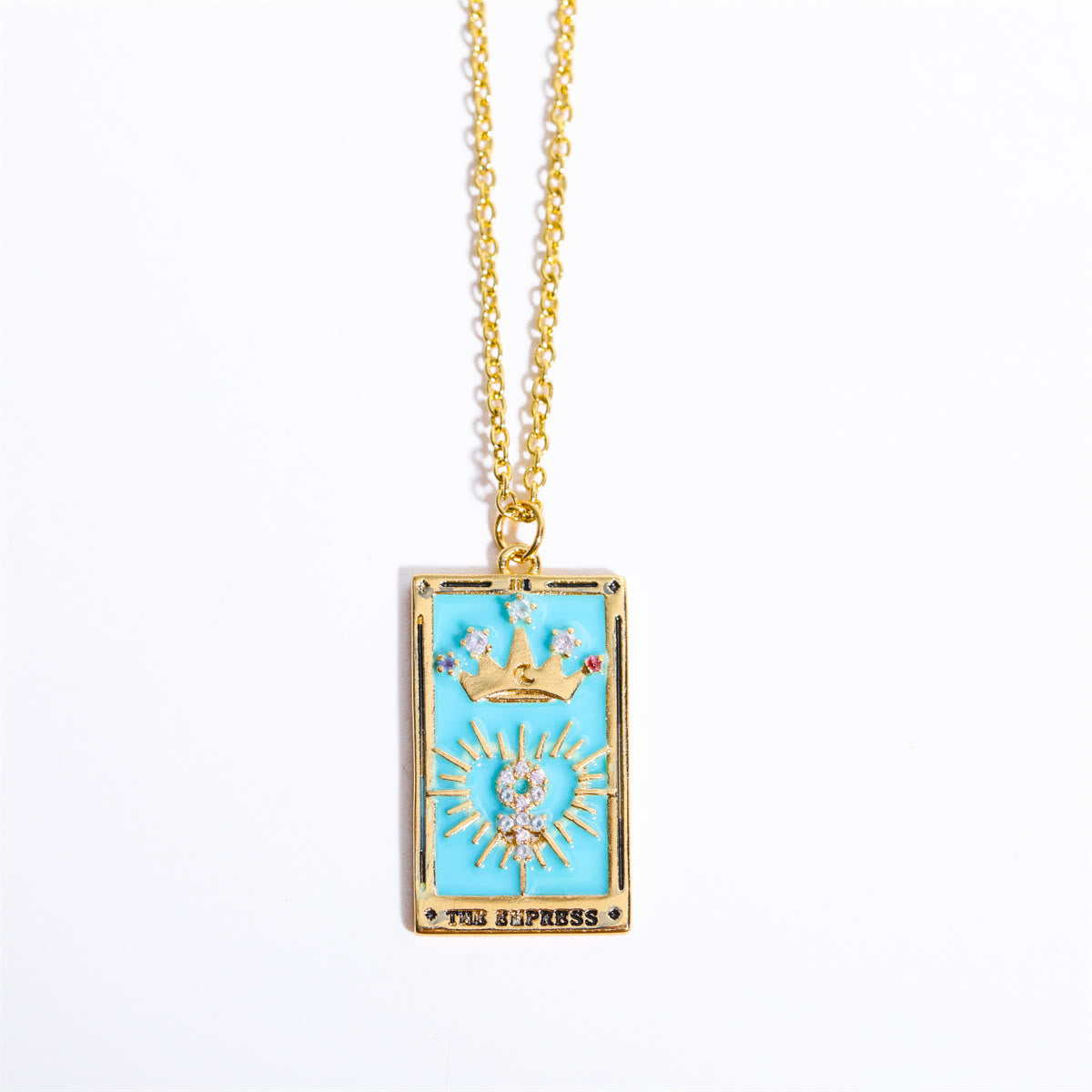 Elegante Amara Tarot Druppel Hanger Ketting met Zirkonia Vergulding