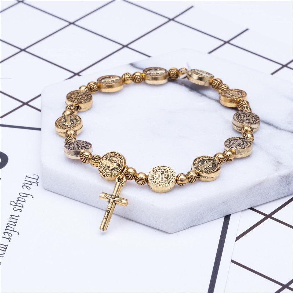 Luxe Gouden en Zilveren Christelijke Kruisarmband - Solana Elegant Design