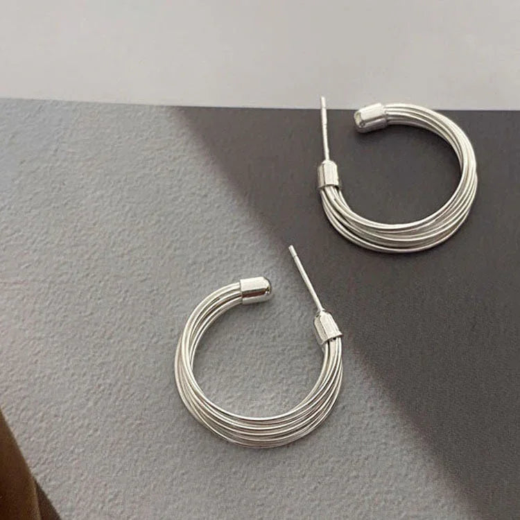 Amelie Gelaagde Lijnen Oorbellen - Elegante Hoops