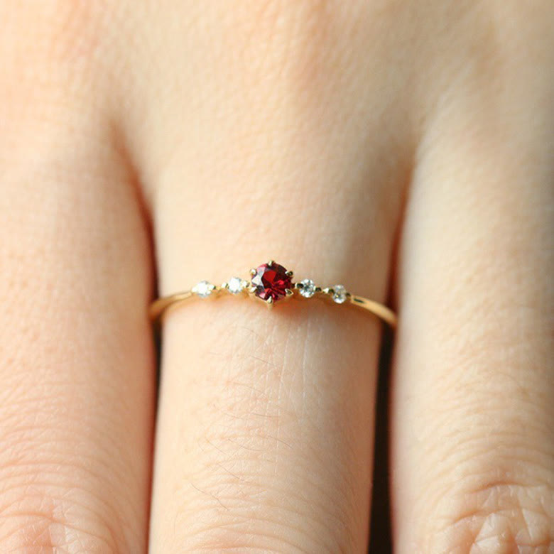 Elara 18K Gold Garnet Stone Ring - A Touch of Elegance